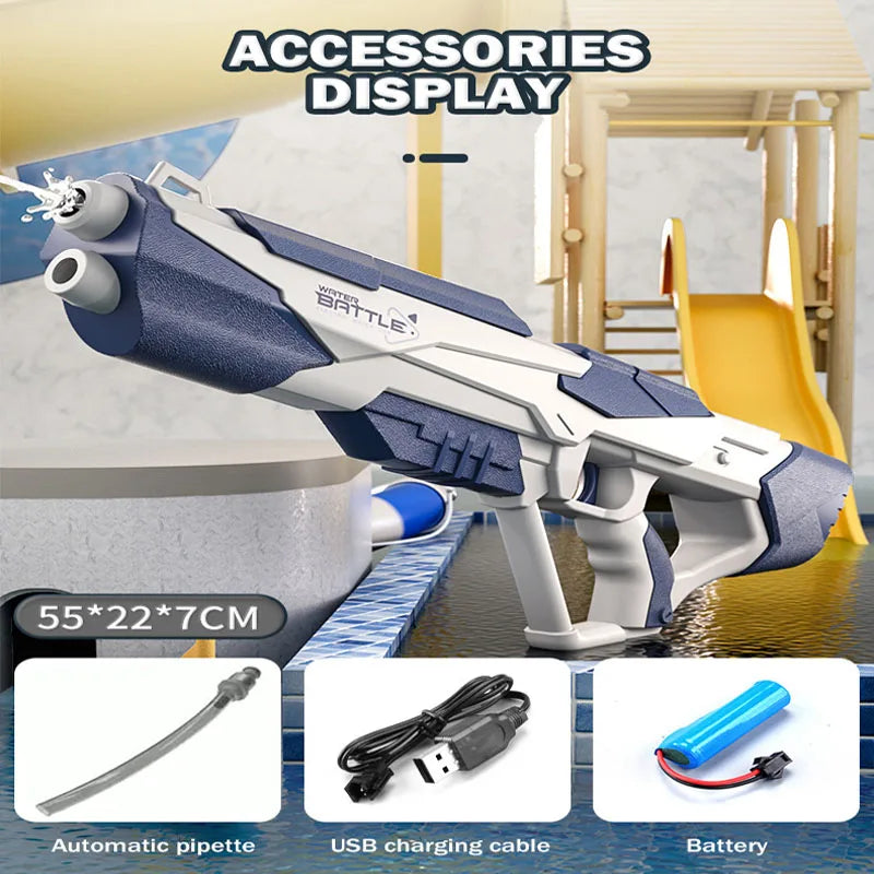 Electric Water Guns Children's Summer Fully Automatic Continuous Rechargeable High Speed Space Water Gun Pool Toy Outdoor Game