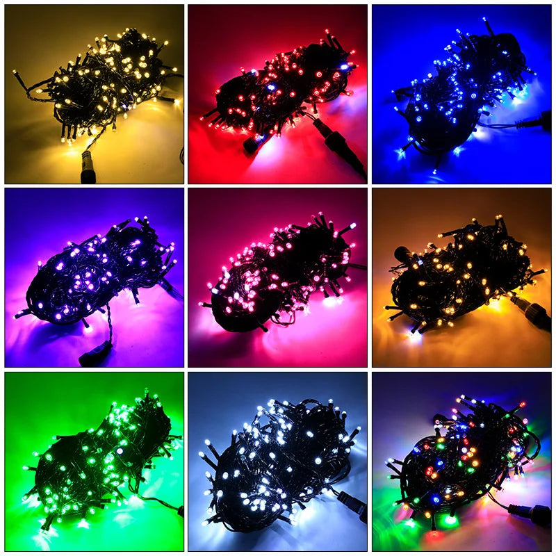 20M Black line Outdoor LED String Lights Garland 220V/110V Waterproof Fairy Light Christmas Wedding Party Holiday Garden Decor