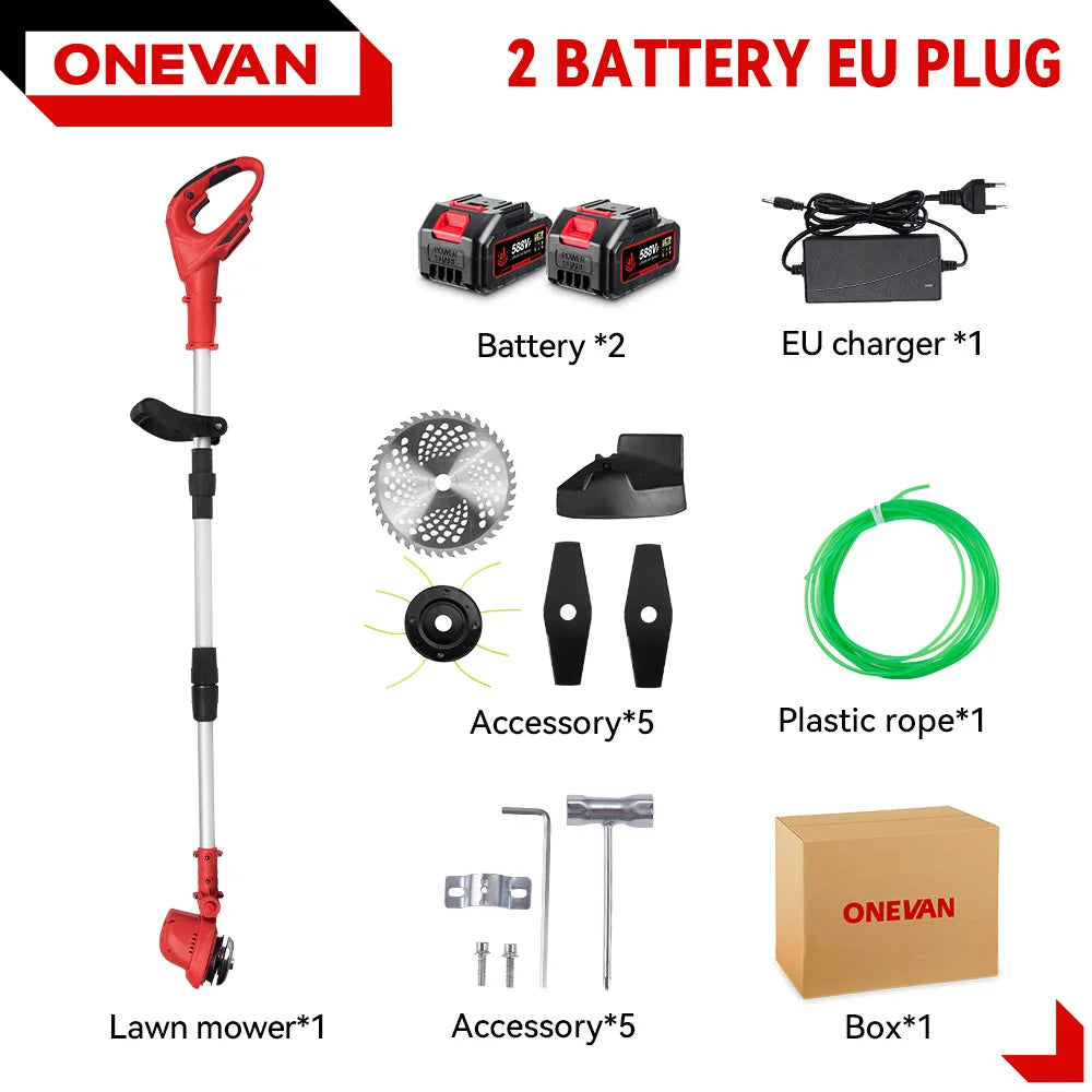 Cordless Brushless Electric Lawn Mower 10" Grass Trimmer Foldable Adjustable Garden Cutter Tool For Makita Battery Pin
