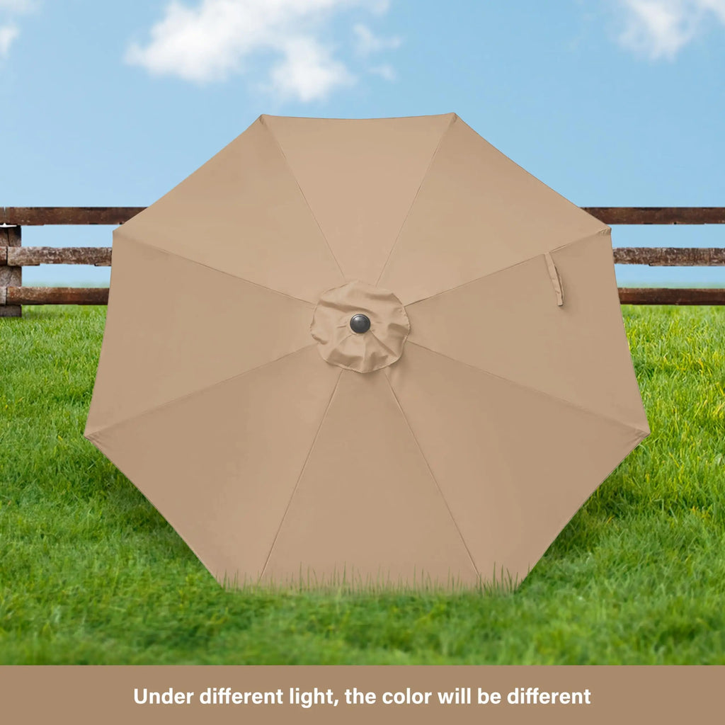 9' Outdoor Patio Umbrella, Market Table Umbrella with 8 Sturdy Ribs, Push Button Tilt and Crank for Garden, Yard, Pool