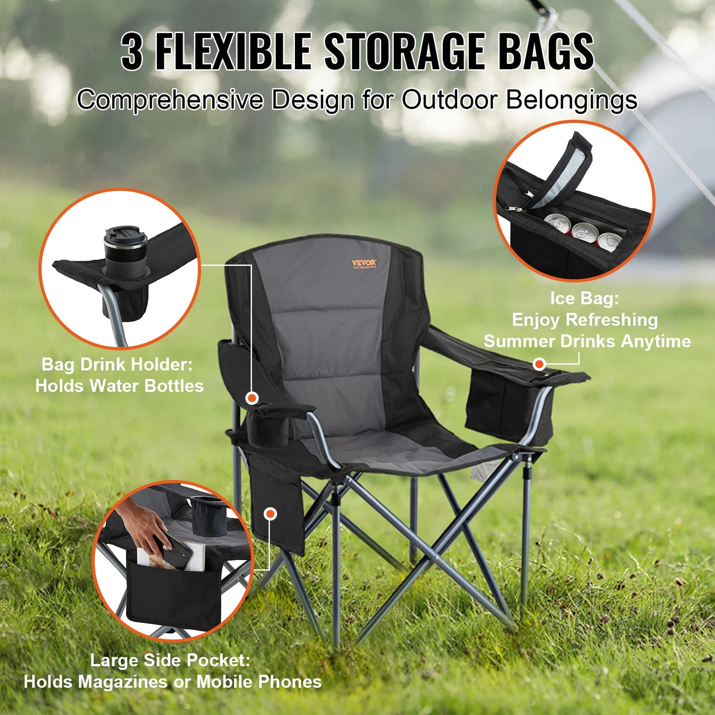 Outdoor Camping Chair 350lbs High Load Ultralight Folding Chair Portable Beach Hiking Picnic Travel Seat Fishing Tool