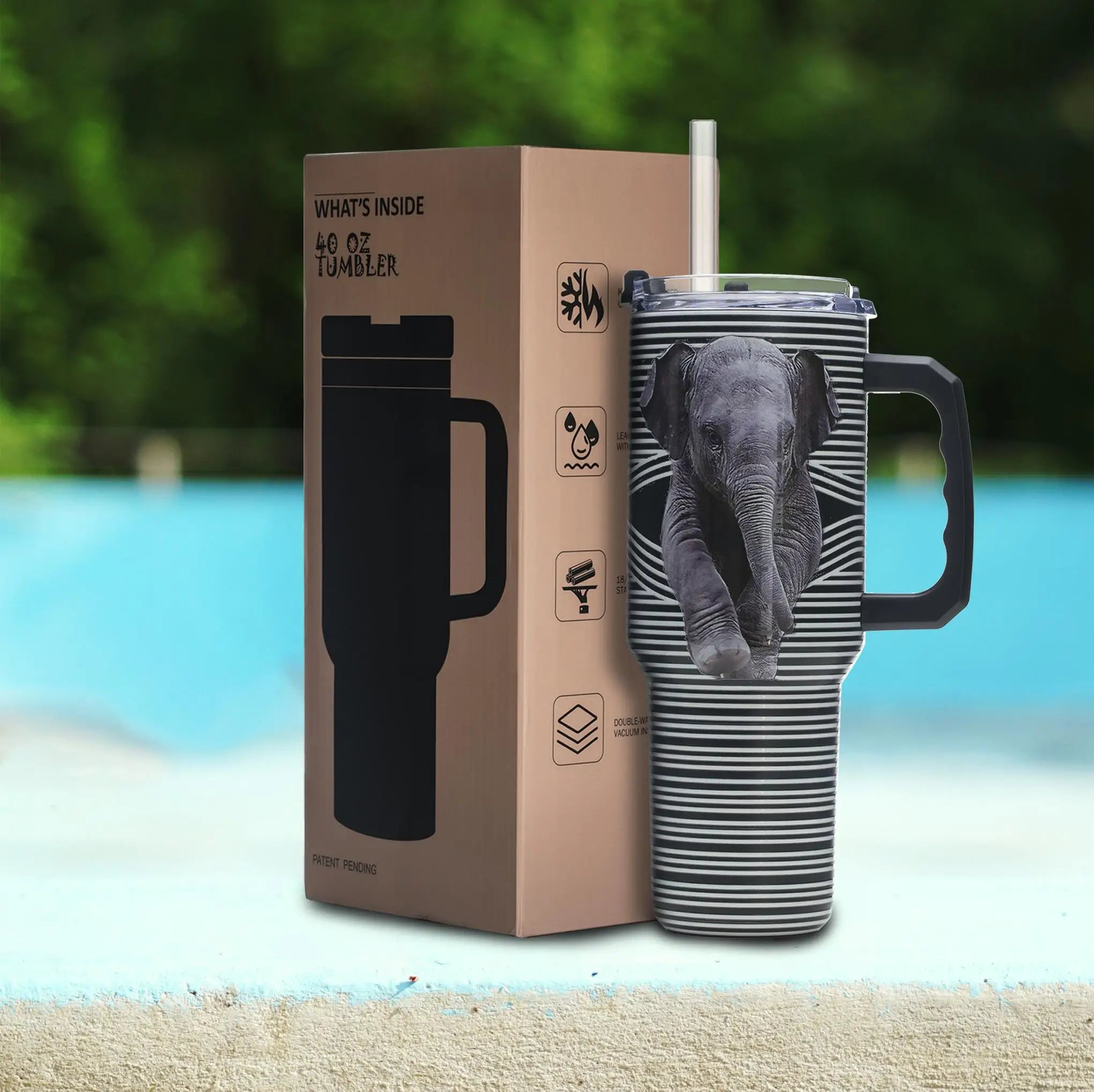 40oz Sea Turtle Stainless Steel Tumbler – Vacuum Insulated Travel Mug with 3D Ocean Print, Lid, Handle, Gift for Women