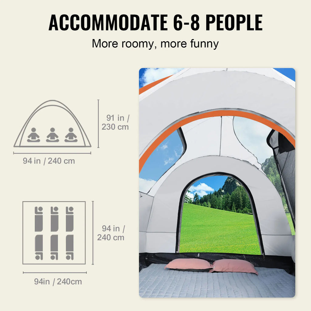 SUV Camping Tent, 8'-8' SUV Tent Attachment for Camping with Rain Layer and Carry Bag, PU2000mm Double Layer Truck Tent