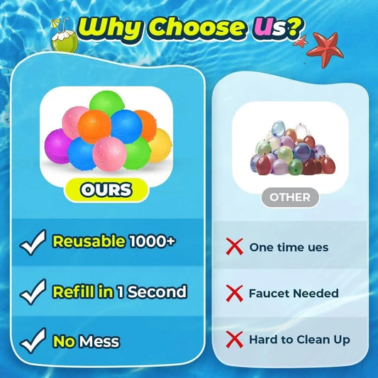 20Pcs Reusable Water Balloons, Pool Beach water Toys for Boys and Girls, Outdoor Summer Toys for Kids Ages 3-12
