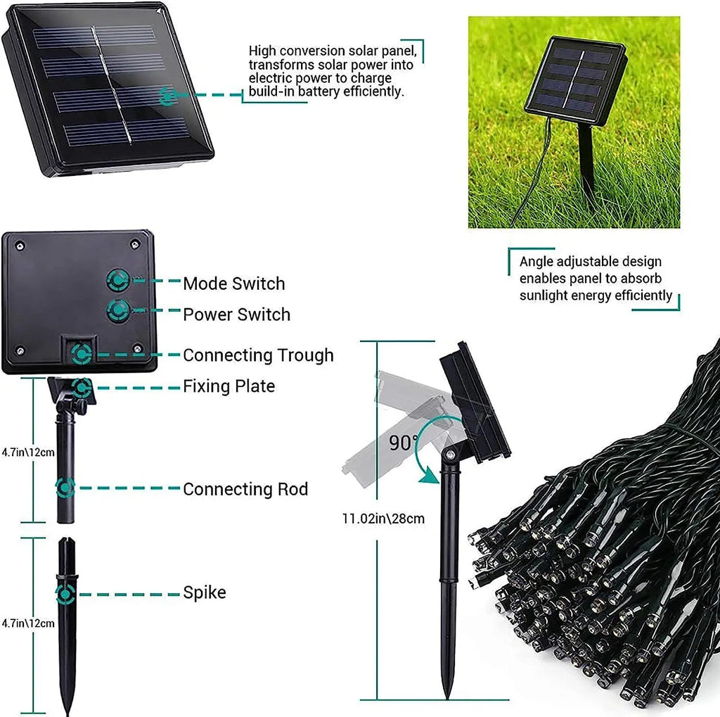 1 Pc Solar Christmas Lights, 50 LED/100 LED/200 LED/300 LED 8 Modes Outdoor Christmas String Lights, Waterproof Solar Lights