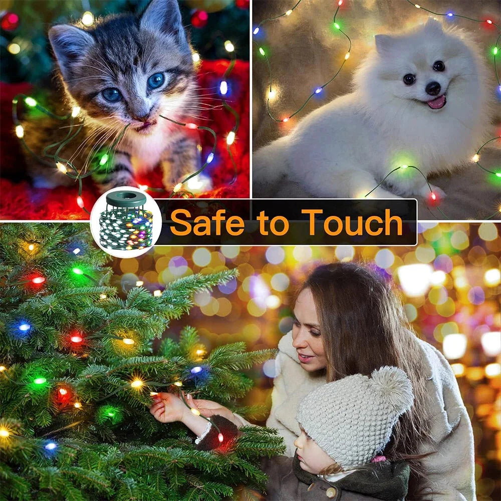 Smart Christmas Tree Lights with Five-Pointed Star 400 LEDs Bluetooth APP Control RGB DIY Text Music Sync Christmas Decorative