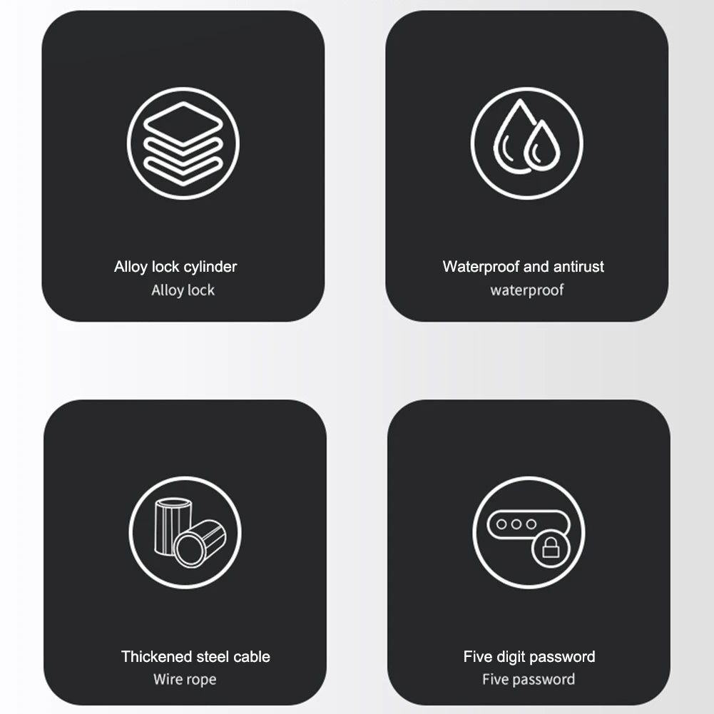 Bicycle Wire Locks 5-Digit Code Bike Motorcycle Security Combination Steel Cable Lock Road Bicycle Accessories