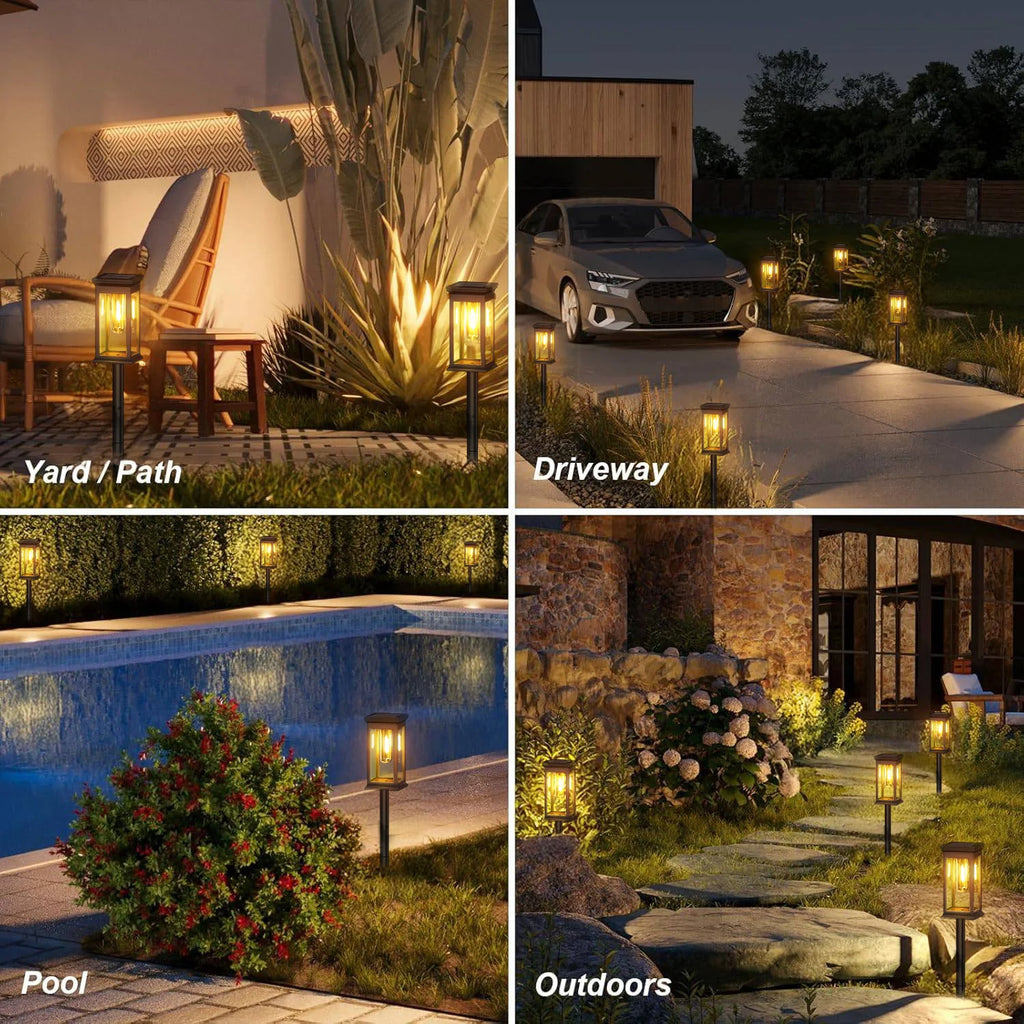 6/12 Pack Solar Lights, 2700K Warm White, Super Bright 12Hrs, for Yard/Garden Walkway