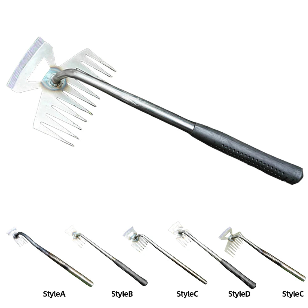 Multifunctional Garden Rake Manganese Steel Hand Weeder Rake Agricultural Weed Puller Shovel Grass Rooting Soil Loosening Tool