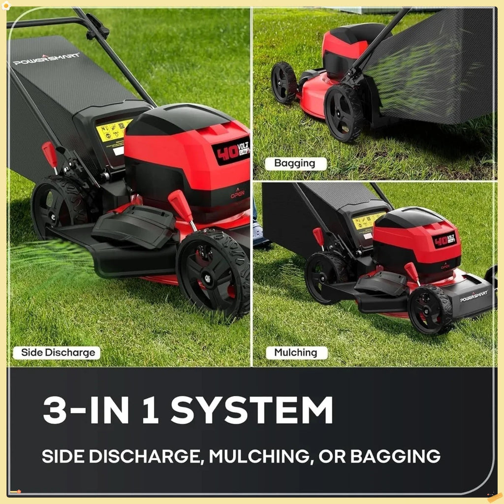 17" Electric Lawn Mower 40V Cordless Mower, 3-in-1 Brushless Push Lawn Mower with 4.0Ah Battery & Charger, Lightweight