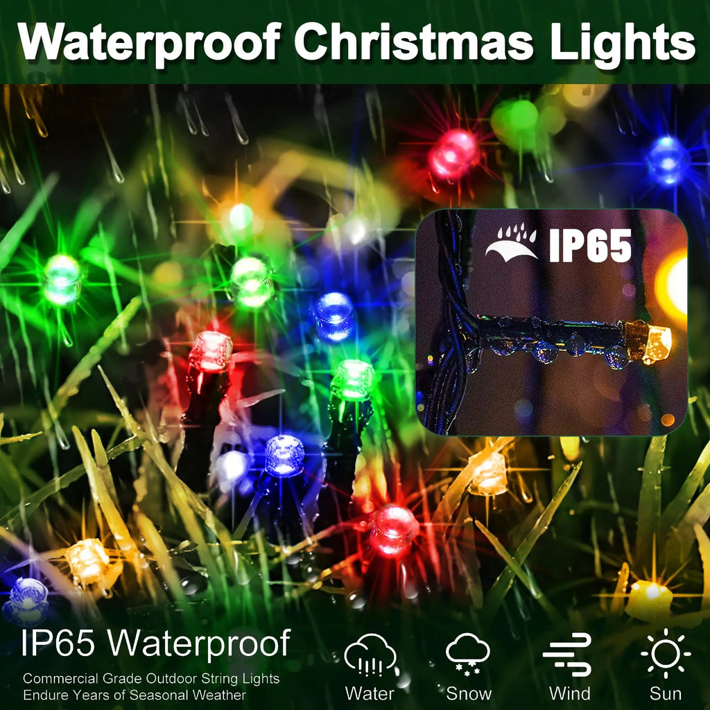 1 Pc Solar Christmas Lights, 50 LED/100 LED/200 LED/300 LED 8 Modes Outdoor Christmas String Lights, Waterproof Solar Lights