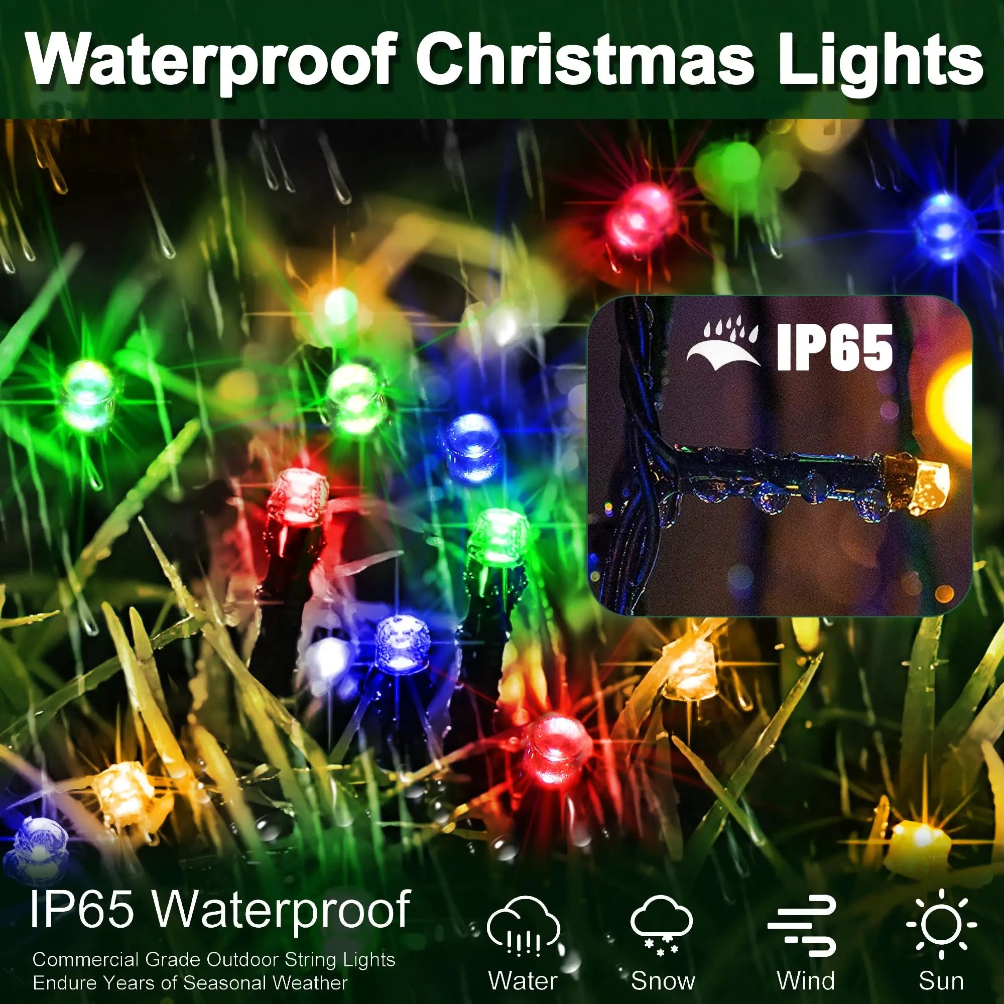 1 Pc Solar Christmas Lights, 50 LED/100 LED/200 LED/300 LED 8 Modes Outdoor Christmas String Lights, Waterproof Solar Lights
