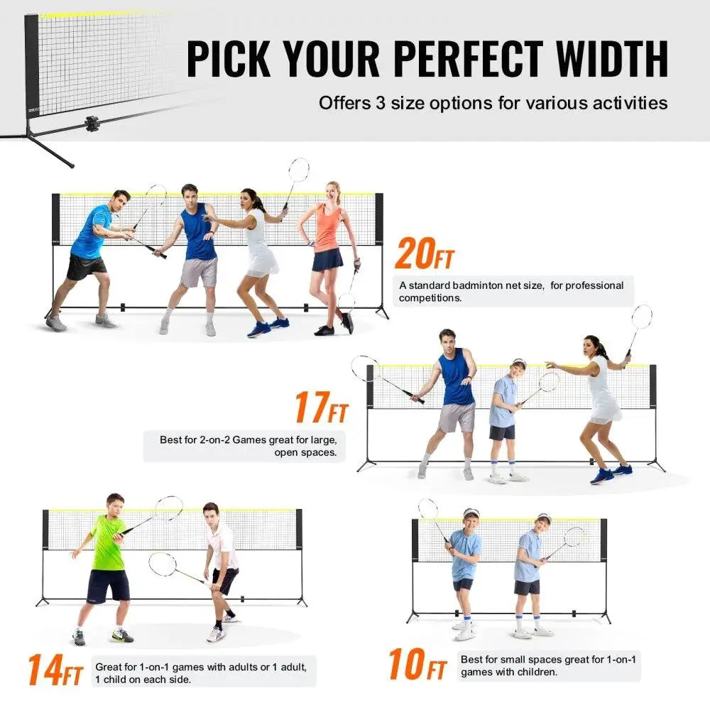 Multi Sport Net Set 14ft Wide Height Adjustable Foldable Portable Easy Setup with Carry Bag for Indoor Outdoor Use