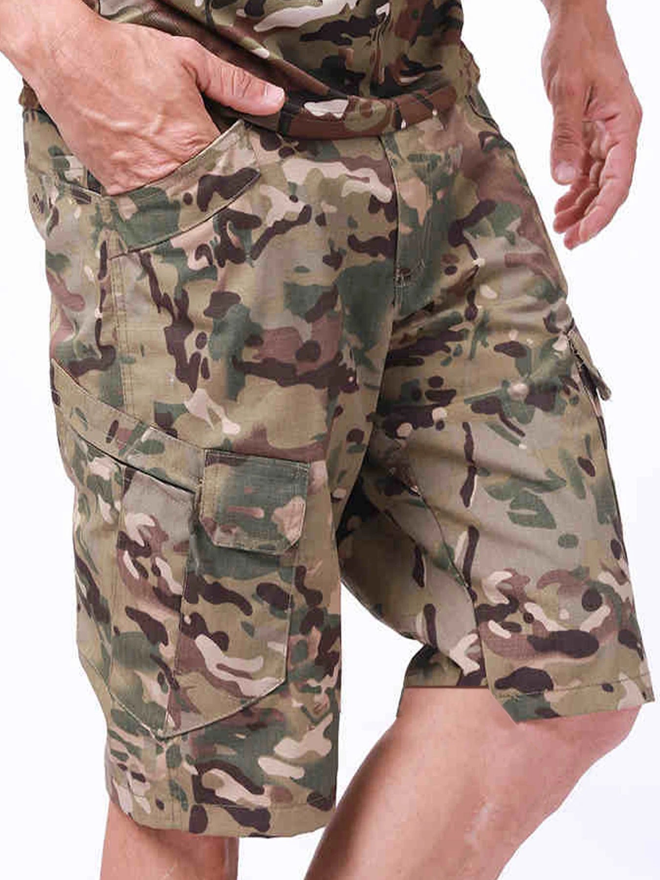 Elastic Waist Military Blue Short Pants Big Pocket Men's Black Summer Casual Drawstring Sweat Shorts