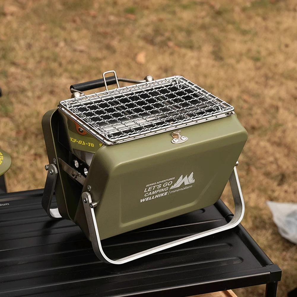 Portable Camping Stove with Handle Outdoor Barbecue Oven Stainless Steel Lightweight Cooking Grill for Camping Patio Backyard