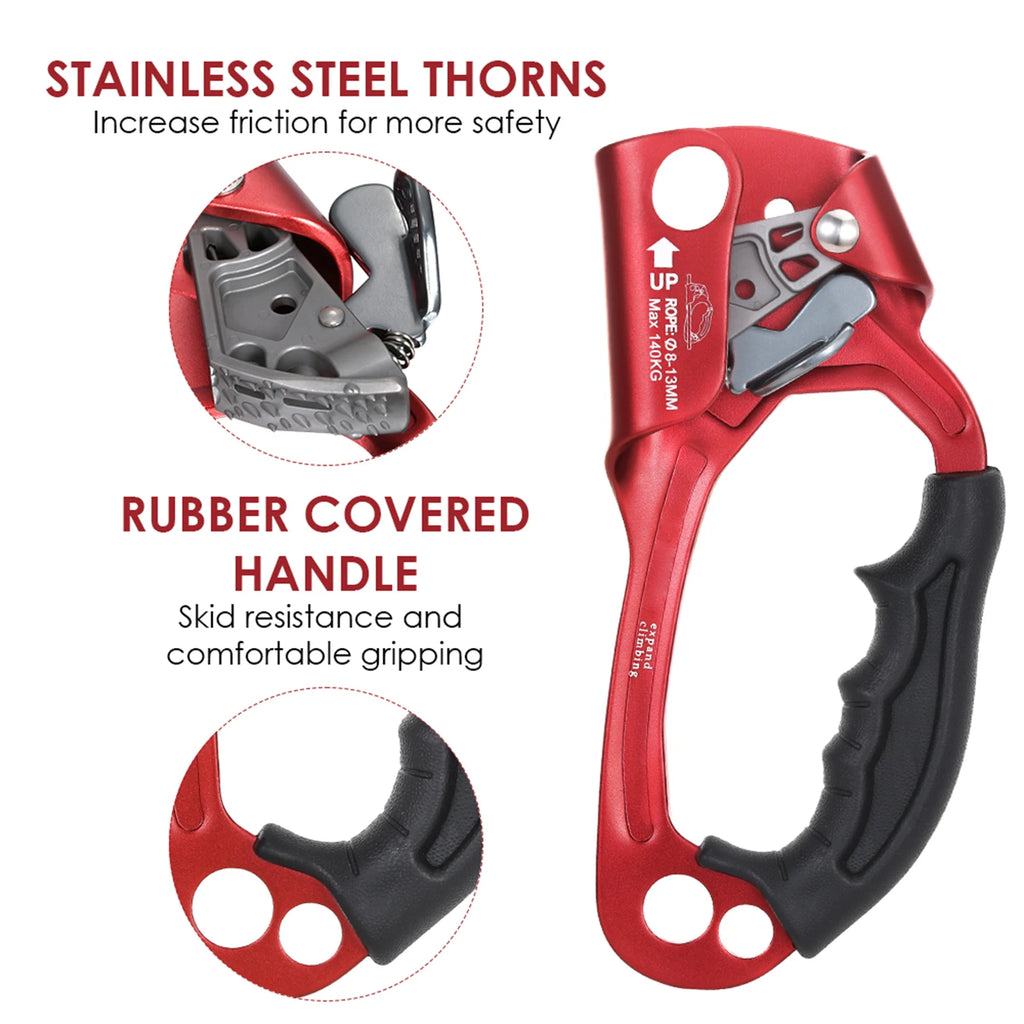 Hand Ascender Aluminum Magnesium Alloy Rock Climbing Handheld Ascender for Aloft Working Caving