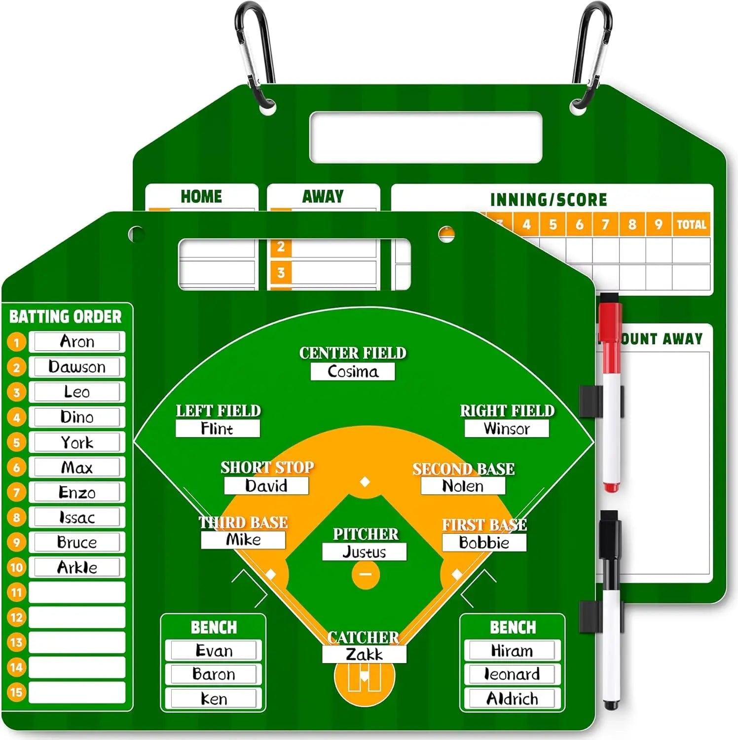 Magnetic Baseball Lineup Board, Professional Softball & Baseball Lineup Board for Dugout, Baseball Clipboard for Coa