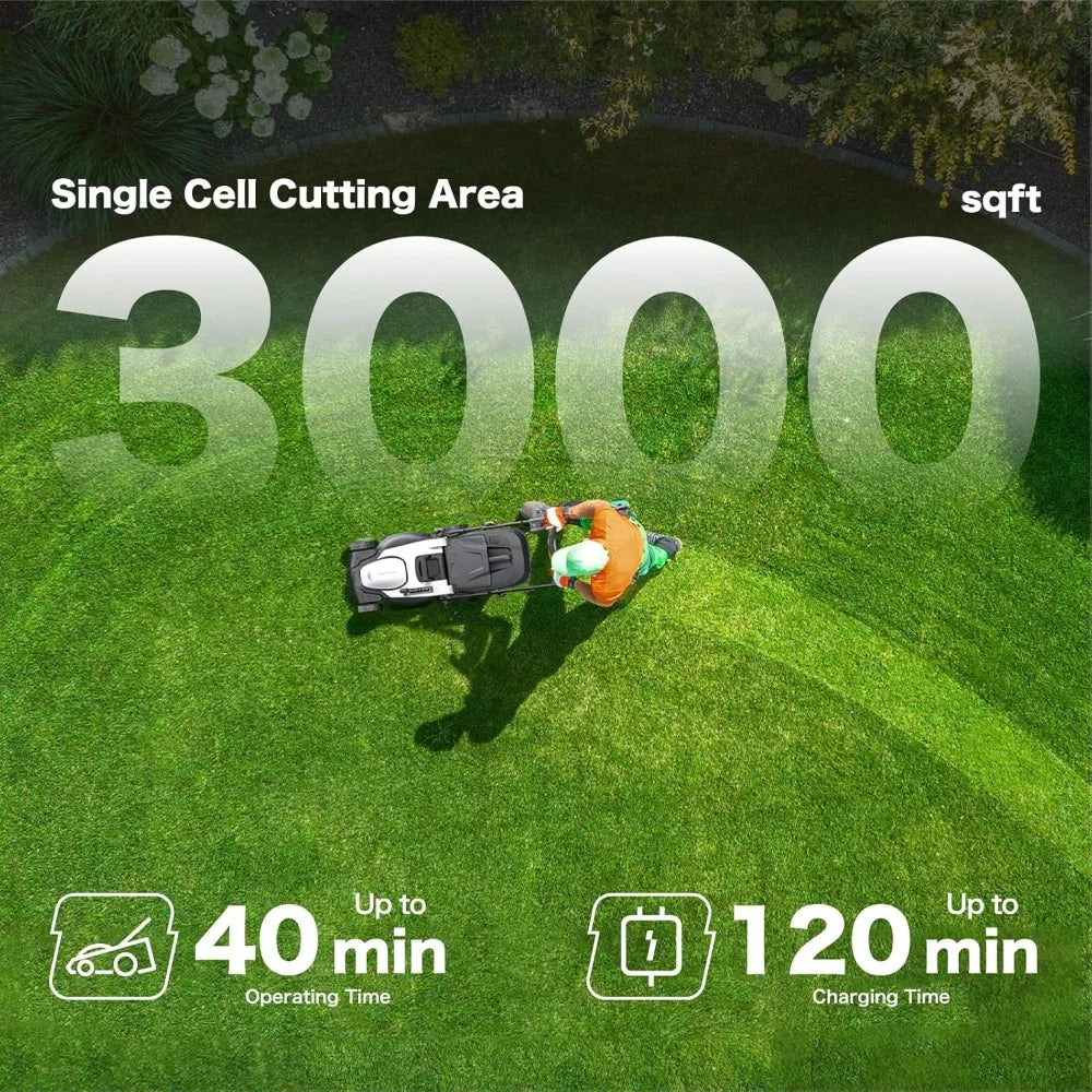 18-inch 40V(2x20V) Brushless Lawn Mower for Garden Yards, Lightweight Cordless Lawn Mower Battery Powered with 6-Positio