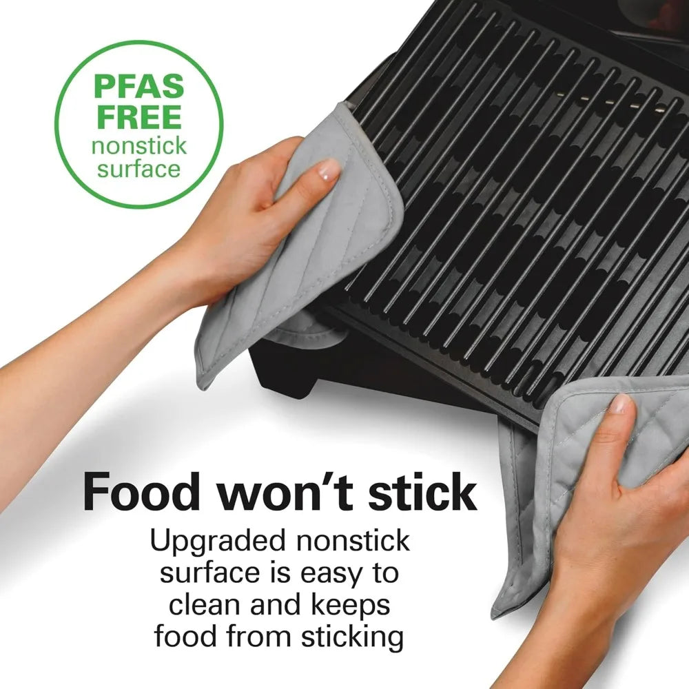 Electric Indoor Searing Grill with Viewing Window & Adjustable Temperature Control to 450F, 118 sq. in. Surface