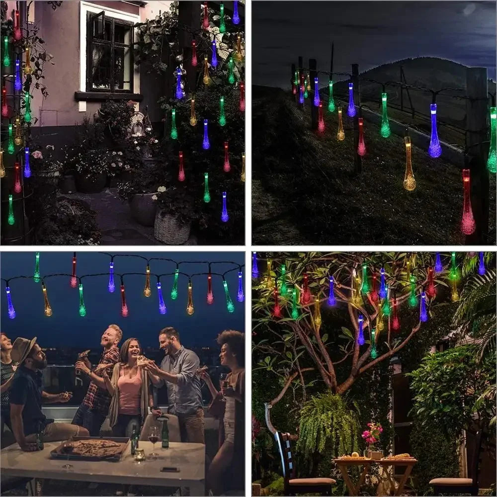 Solar Light Water drops led String Lights Christmas Party Decor Patio Lawn Garland Garden Outdoor Fairy Lights Solar Patio Light