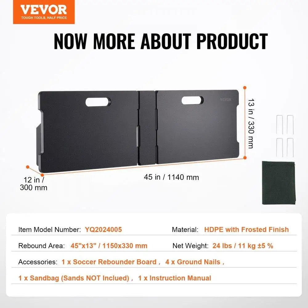 Soccer Training Rebounder Board 45X13 Portable Double Angle Design