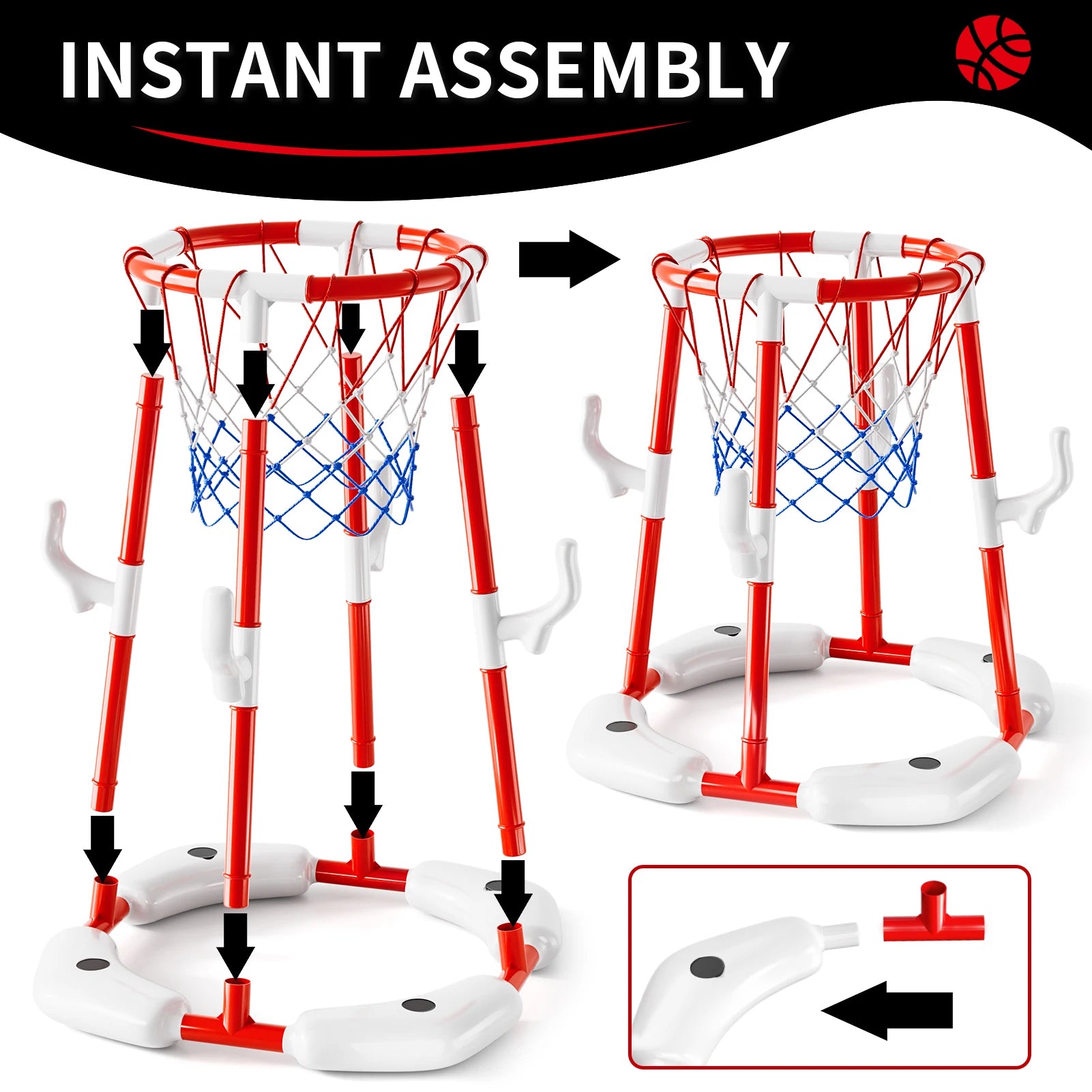 Summer Pool Basketball Hoop Toys, Floating Basketball Pool Game Swimming Floats Toys With 4 Balls Outdoor Indoor Water Play Toys