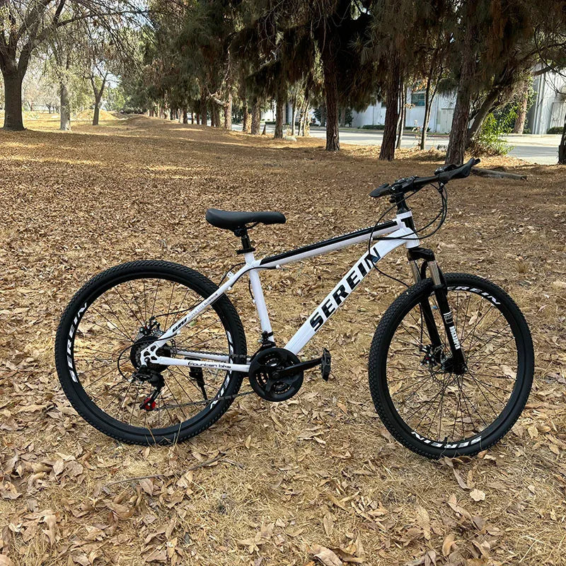 26" Bike, Speed-variable,Adjustable Seat,Chain Drive,Rigid Frame,Oil Spring Fork,Front And Rear Mechanical Disc Brakes.