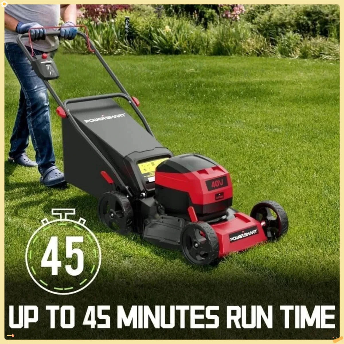 17" Electric Lawn Mower 40V Cordless Mower, 3-in-1 Brushless Push Lawn Mower with 4.0Ah Battery & Charger, Lightweight