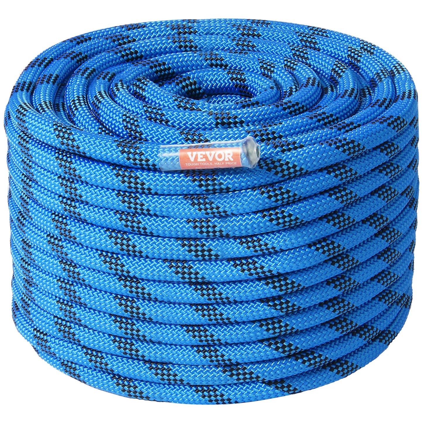 12.7mm Static Climbing Rope 125/150/200ft Outdoor Rock Climbing Rope 30KN Breaking Tension Fiber Rope w/ Steel Snap Hooks