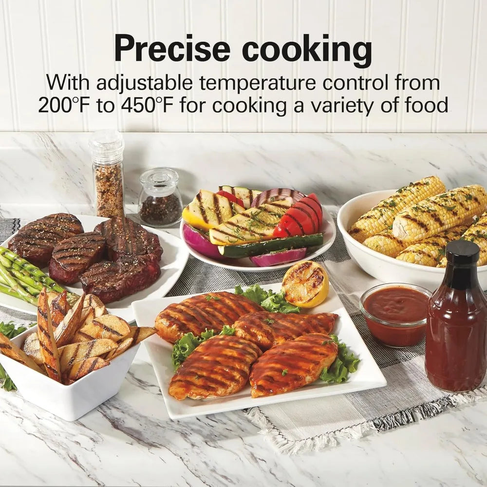 Electric Indoor Searing Grill with Viewing Window & Adjustable Temperature Control to 450F, 118 sq. in. Surface