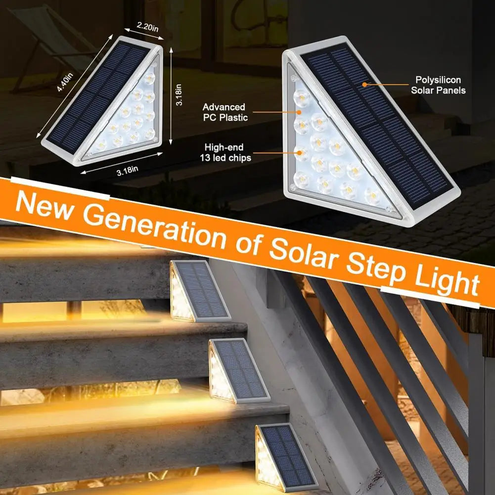 2Pcs Outdoor Step Light Solar Deck Lamp High Brightness Waterproof No Wiring Required Easy to Install Solar Outdoor Light LED Pathway