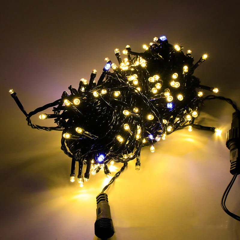 20M Black line Outdoor LED String Lights Garland 220V/110V Waterproof Fairy Light Christmas Wedding Party Holiday Garden Decor