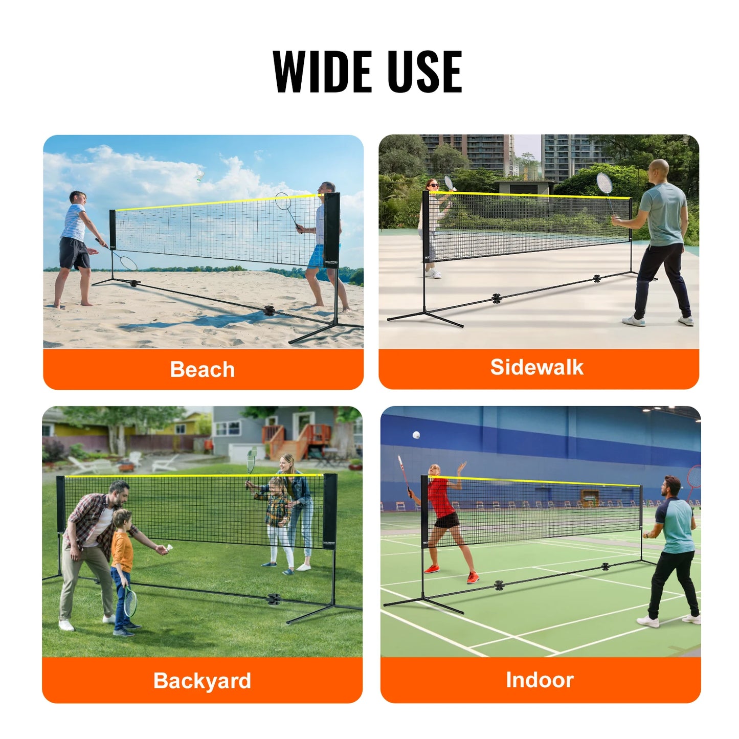10-17FT Badminton Net Height Adjustable Volleyball Net Wide Foldable Pickleball Net Portable Easy Setup Tennis Net Set