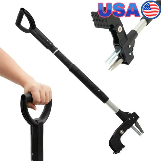 Ergonomic Stand-Up Weeder Tool with 4 Stainless Steel Claws Effective Weed Removal in Lawn and Garden