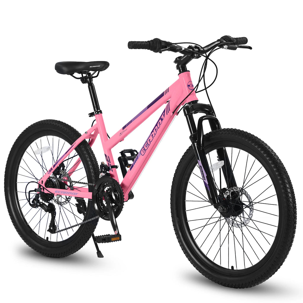Mountain Bike 24 26 Inch Wheels, 21-Speed Disc Brake, Female Bicycles, 15" Steel Frame Front Fork Suspension