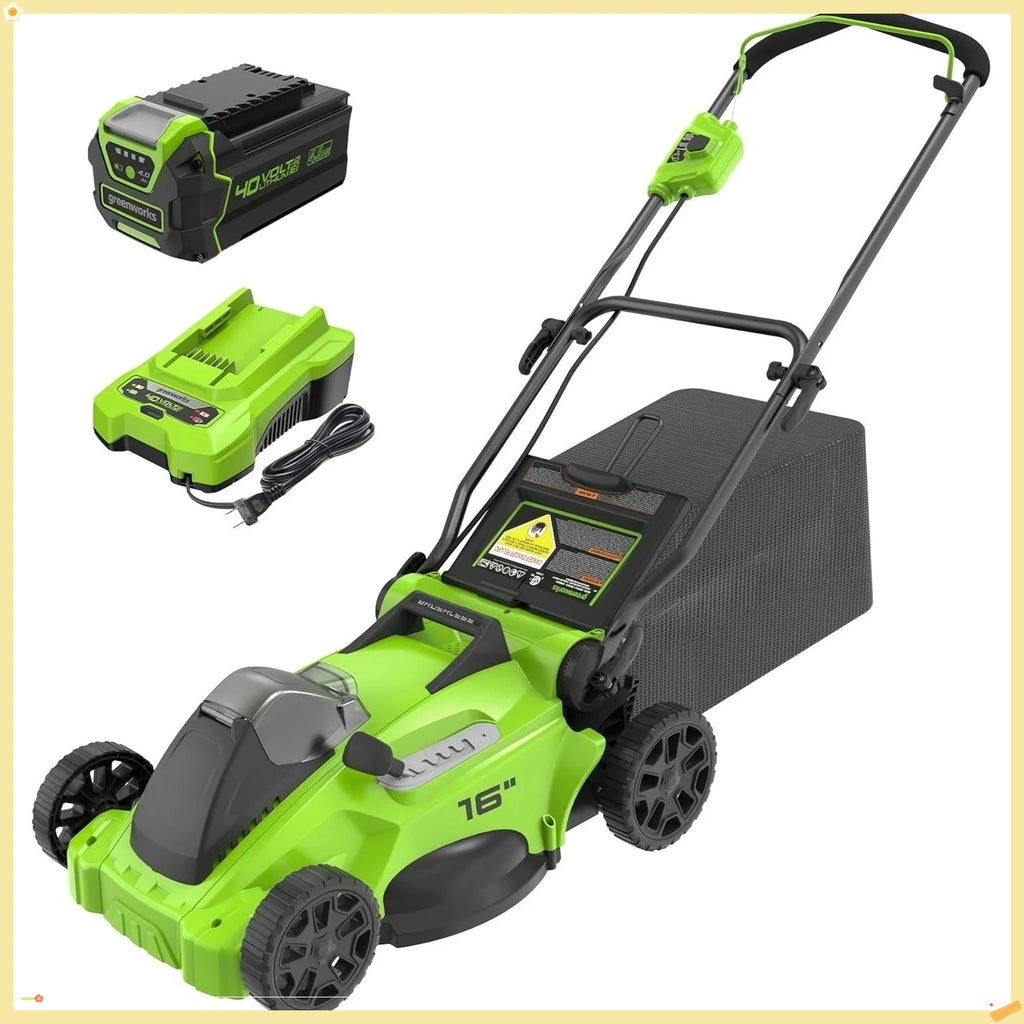 40V 16" Brushless Cordless (Push) Lawn Mower (75+ Compatible Tools), 4.0Ah Battery and Charger Included