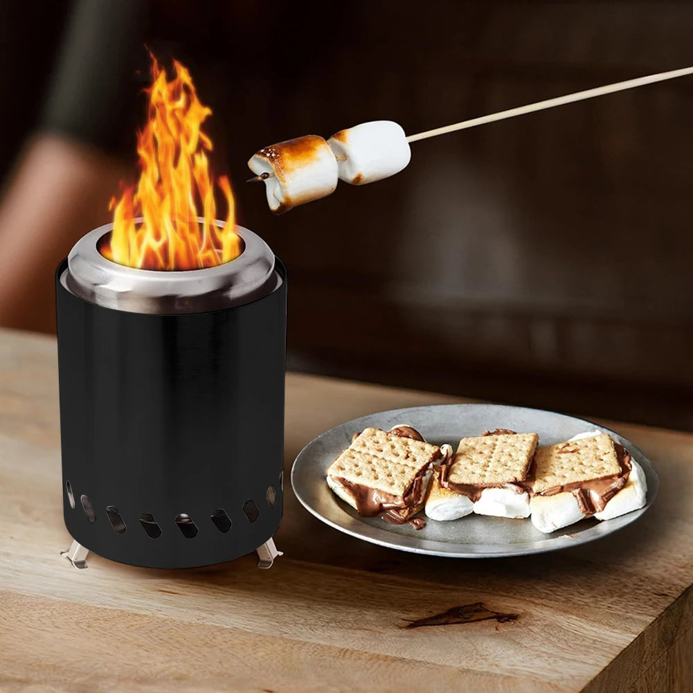 Outdoor Camping Table Smokeless Stove Stainless Steel Burner Heater Mini Tabletop Fire Pit Portable Campfire Wood Burning Stove