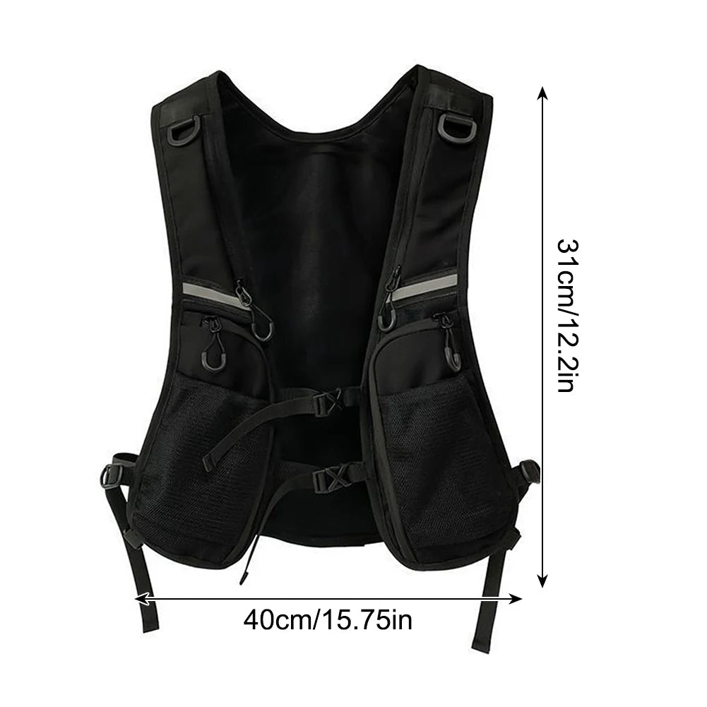Functional Tactical Vest Phone Holder with Pocket & Extra Storage Backpack Vest Fashion Waistcoat for Cycling Running