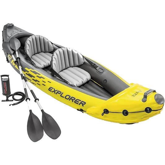 Inflatable Kayak Set: Includes Deluxe 86in Aluminum Oars and High-Output Pump – SuperStrong PVC