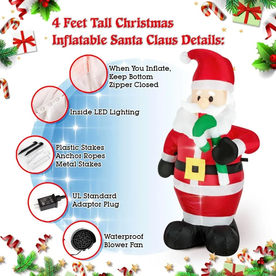 Christmas Inflatable Snowman Nutcracker Santa Claus Lighted Blow Up Christmas Yard Decoration with Built in Fan and Anchor Rope