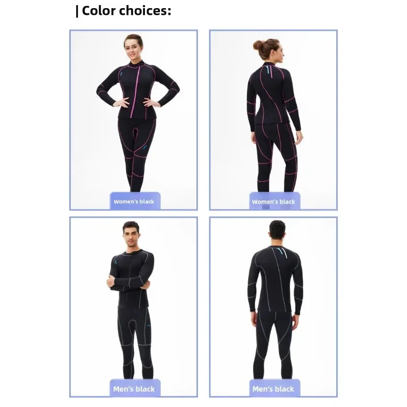 Separated 3mm Unisex Long Sleeve Neoprene Wetsuit for Cold Water Activities Like Diving Surfing & Water Aerobics With