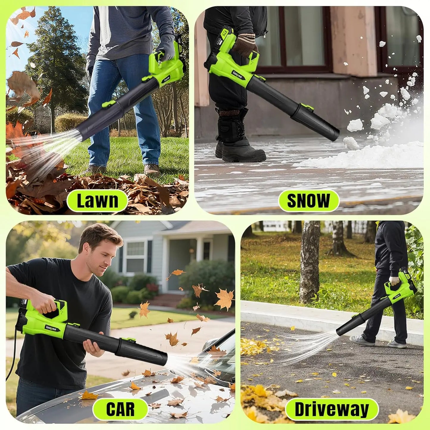 Cordless Electric Leaf Blower with 2 Batteries and Fast Charger, Lightweight for Lawn Care, Dust, Snow, 6 Speed Control