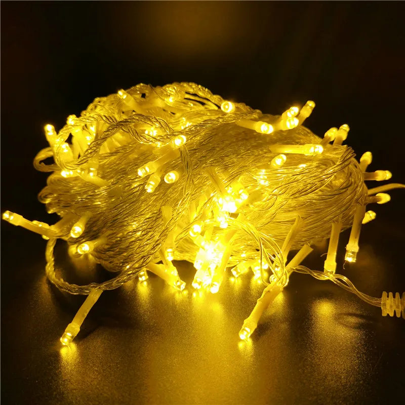 20M Black line Outdoor LED String Lights Garland 220V/110V Waterproof Fairy Light Christmas Wedding Party Holiday Garden Decor