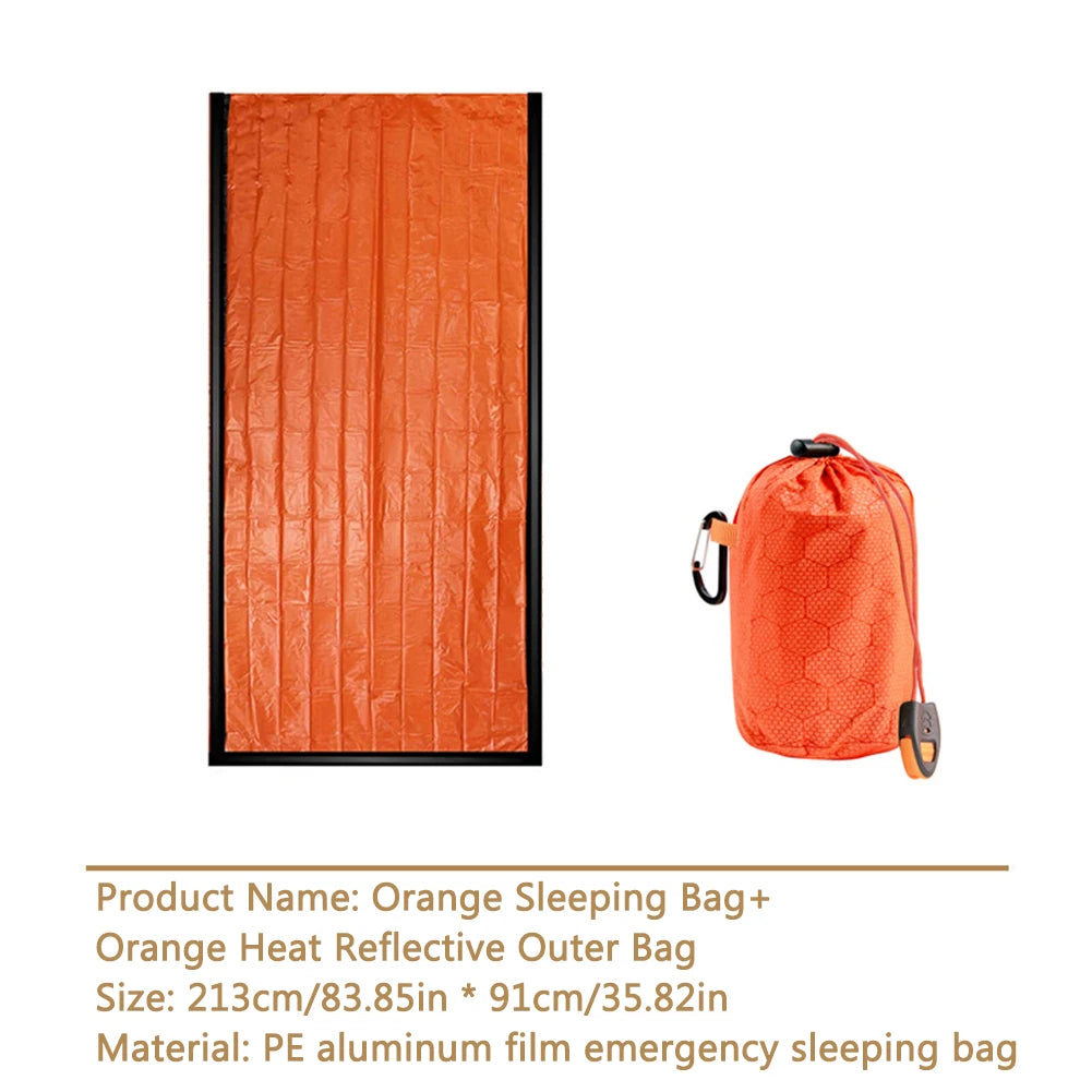 Portable Survival Blanket PE Aluminum Film Thermal Sleeping Bag Warm Windproof Waterproof Camping Outdoor Equipment