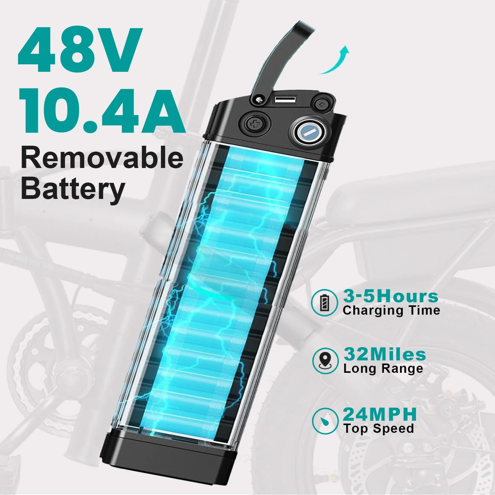 14-inch electric bike, easy to fold, adult commuter electric bike, 500W motor, removable battery, 20-mile maximum range