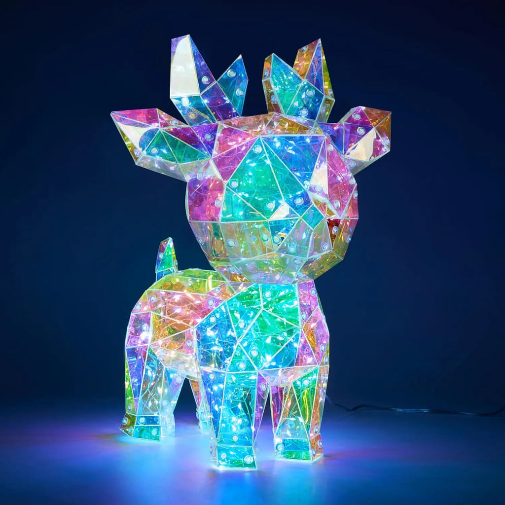 15 in Prismatic Iridescent Reindeer Light Decorations Prismatic Christmas150 LED Lights for Christmas Eve Night Décor