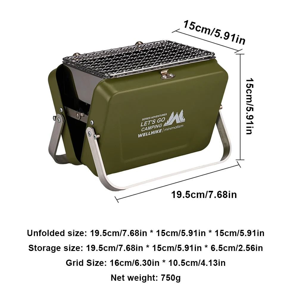 Portable Camping Stove with Handle Outdoor Barbecue Oven Stainless Steel Lightweight Cooking Grill for Camping Patio Backyard