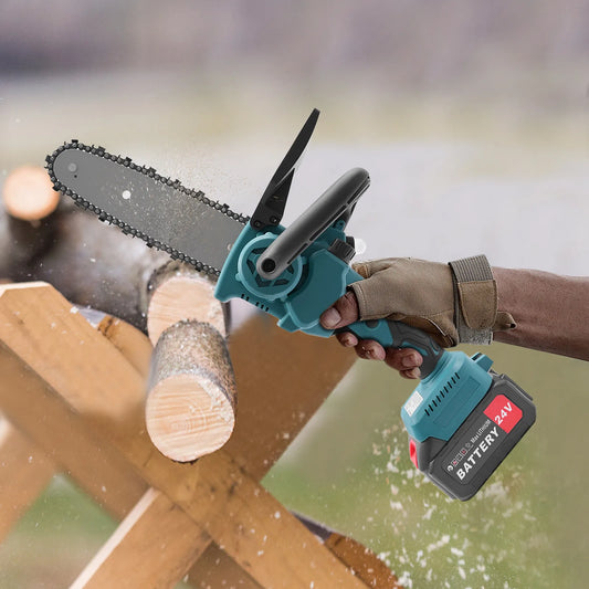 8-in Cordless Mini Chainsaw 800W Portable One-Handed Brushless Chain Saw Electric Battery Rechargeable for Wood Tree Cutting
