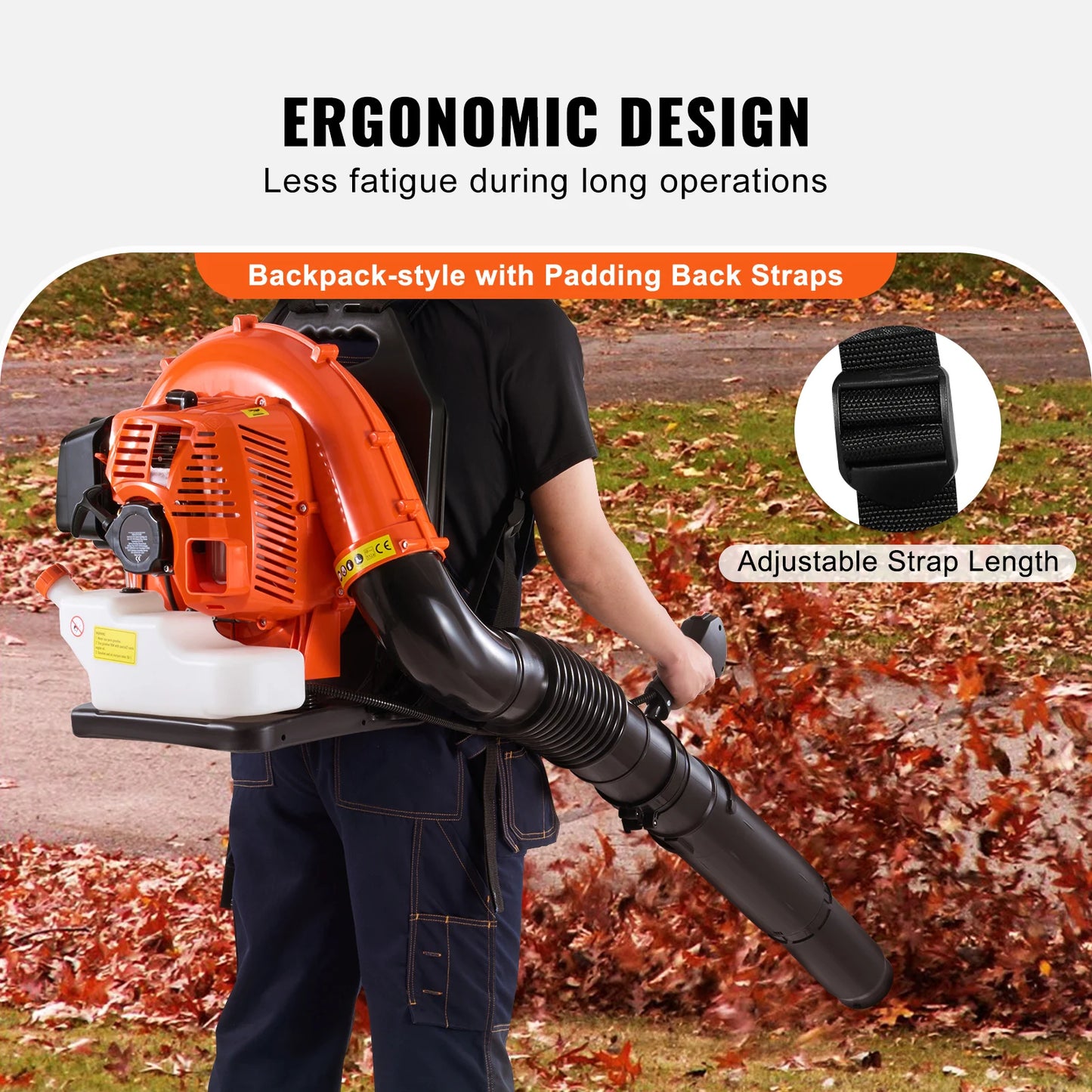 Backpack Leaf Blower 79CC 2-Cycle Gas Leaf Blower with 3L Fuel Tank 930CFM Air Volume 184MPH Speed Ideal for Lawn Care
