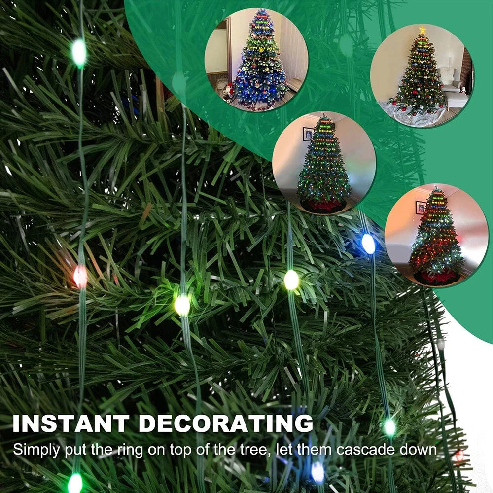 Smart Christmas Tree Lights with Five-Pointed Star 400 LEDs Bluetooth APP Control RGB DIY Text Music Sync Christmas Decorative